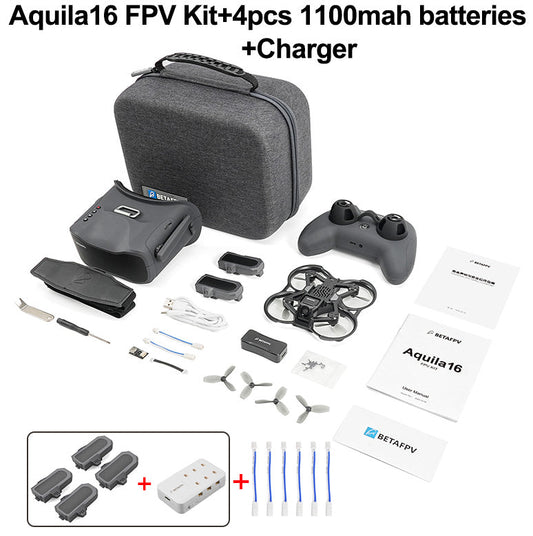 BETAFPV Aquila16 FPV Kit with extra 1100mAh batteries, charger and BT2.0 adapters