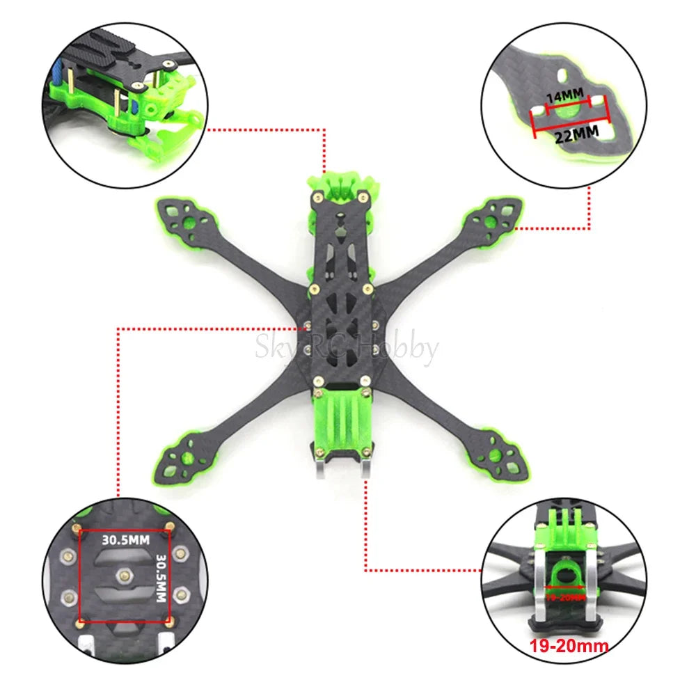 MARK5 5" FPV Carbon Fiber Frame – 225mm Wheelbase for HD Air Unit, Vista & Analog Builds