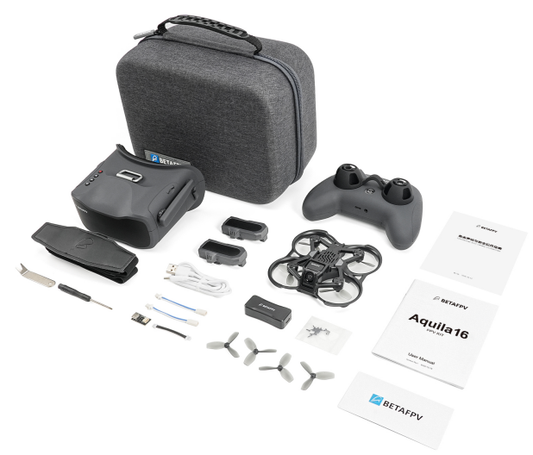 BETAFPV Aquila16 FPV Kit — quad, LiteRadio 2 SE radio, VR03 goggles and case