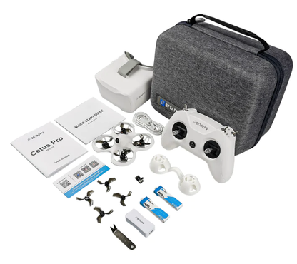 BETAFPV Cetus Pro FPV Kit — quad, LiteRadio 2 SE radio, VR02 goggles, batteries, charger and case