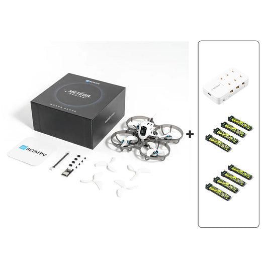BETAFPV Meteor75 ProHD O4 ELRS with 8 x 580mAh 95C batteries and 6-port charger