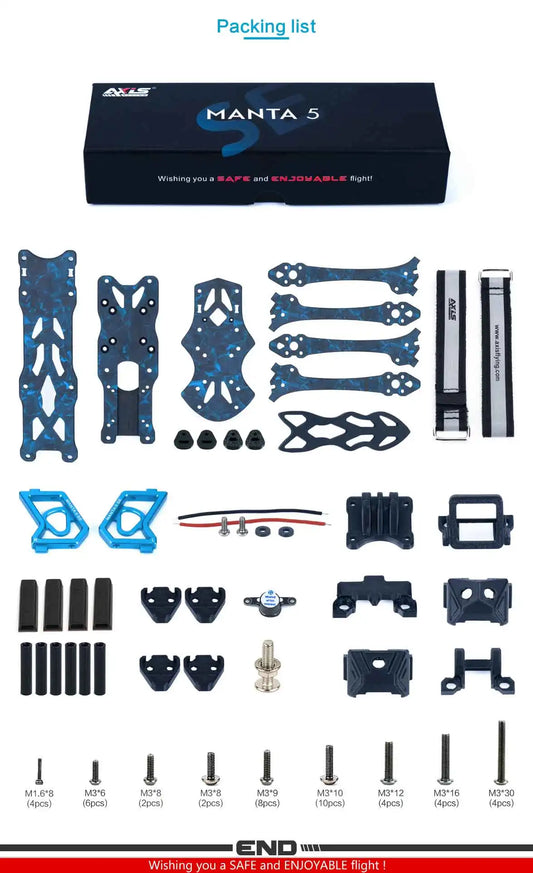 Axisflying Manta 5 SE Squeshed X Frame for Manta 5 SE FPV Cinematic Drone
